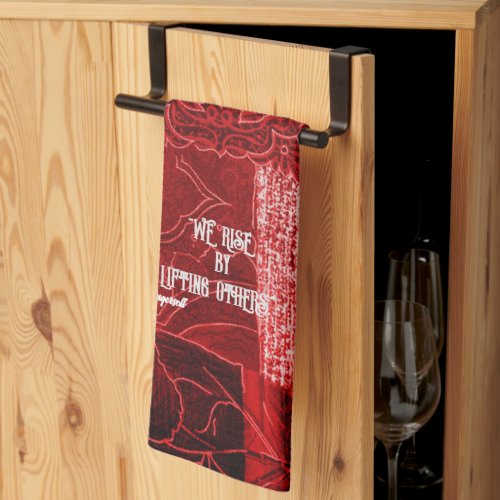 Rise by Lifting Others Kitchen Towel Red Patchwork