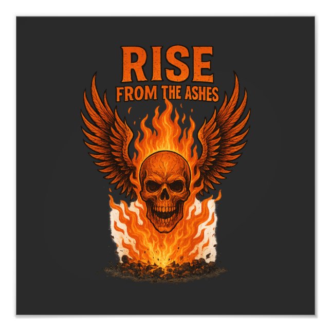 Rise From The Ashes – Flaming Skull with Fiery  Photo Print (Front)