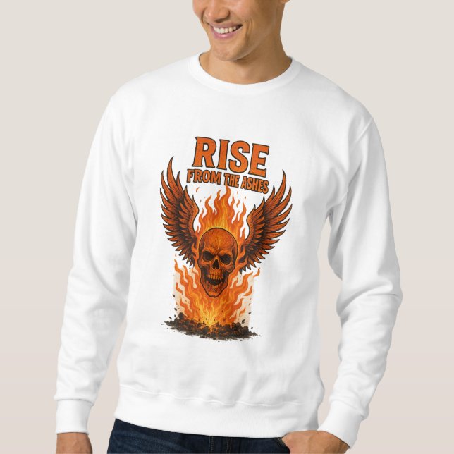 Rise From The Ashes – Flaming Skull with Fiery  Sweatshirt (Front)