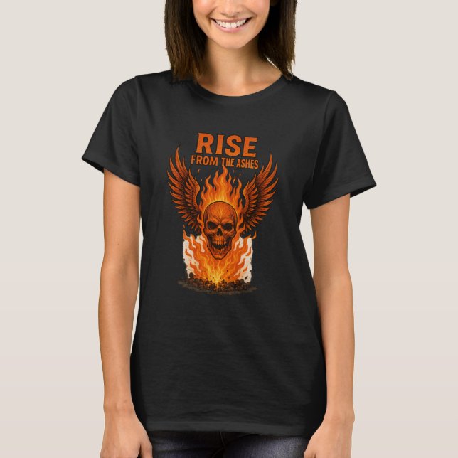 Rise From The Ashes – Flaming Skull with Fiery  T-Shirt (Front)