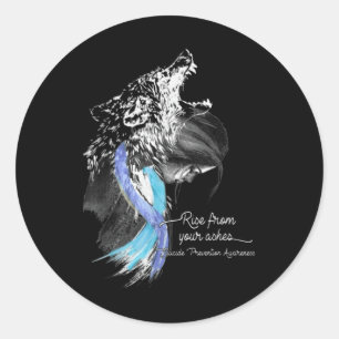 Rise From Wolf The Ashes Suicide Awareness Prevent Classic Round Sticker