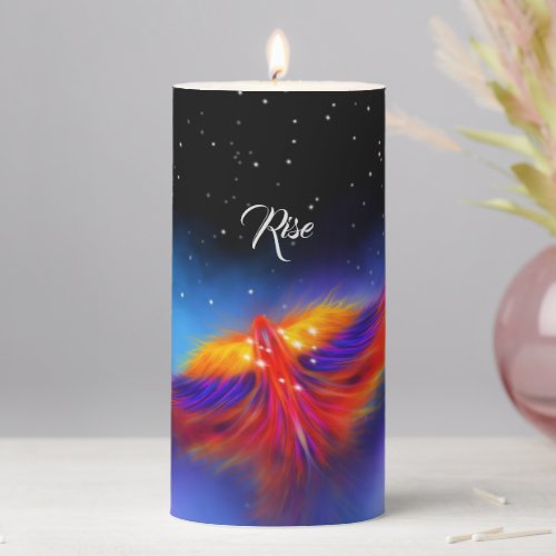 Rise Like a Phoenix in Space Pillar Candle