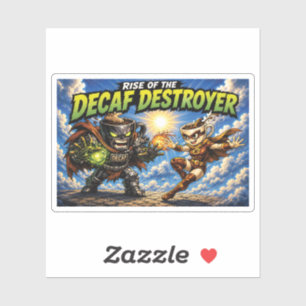Rise of the Decaf Destroyer Coffee Superhero Comic Sticker