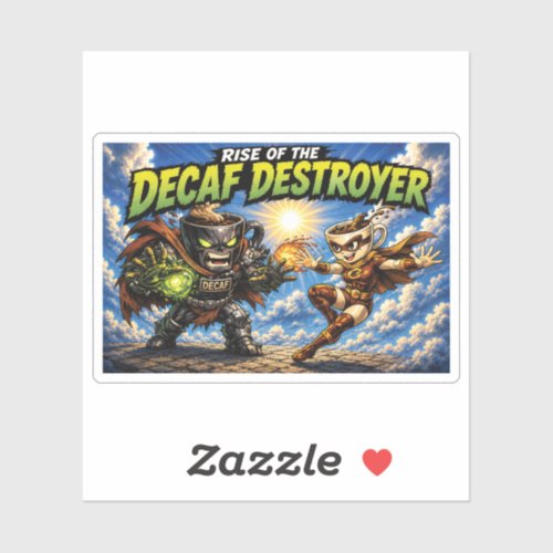 Rise of the Decaf Destroyer Coffee Superhero Comic Sticker