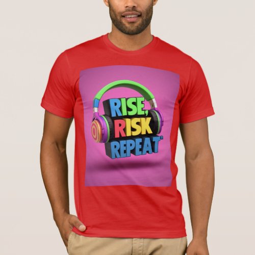 Rise Risk Repeat Vibrant 3D Logo for T_shirt