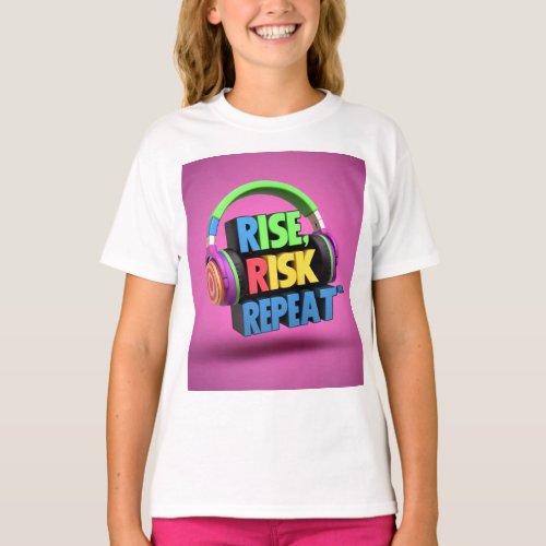 Rise Risk Repeat Vibrant 3D Logo for T_shirt