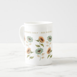 Rise Rooted Sunflower Bone China Mug