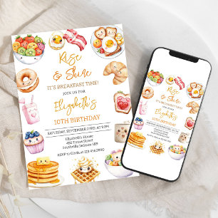 Rise & Shine It's Breakfast Time Birthday Invitation