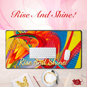 Rise & Shine Motivation Uplifting Tropic Abstract Desk Mat