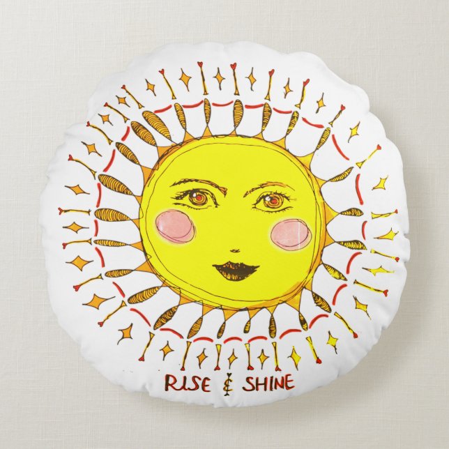 Rise & Shine Round Pillow (Front)