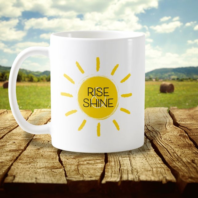 Rise & Shine Sun Yellow Happy Illustrated Coffee Mug (Creator Uploaded)