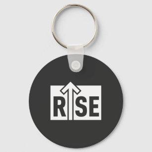 Rise Typographic Uplifting Clean Black Shirt Keychain