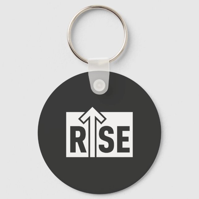 Rise Typographic Uplifting Clean Black Shirt Keychain (Front)