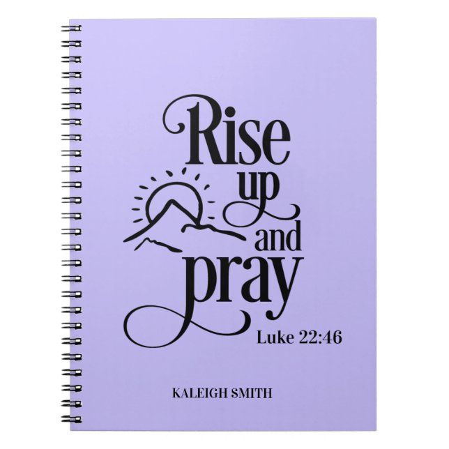 Rise Up and Pray Luke 22:46 Custom Purple Prayer Notebook (Front)