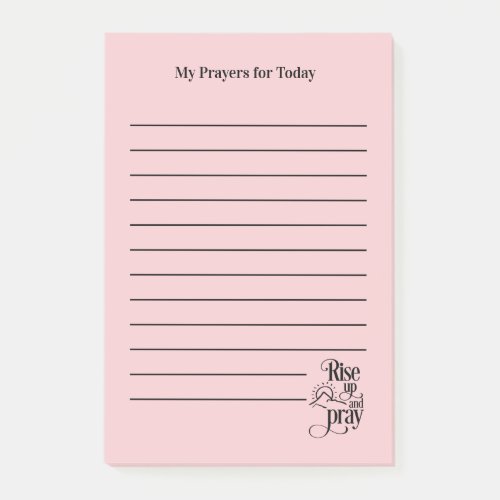 Rise Up and Pray Pink Prayer List Lined Post_it Notes