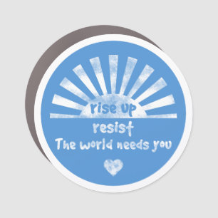 Rise Up and Resist Round Car Magnet