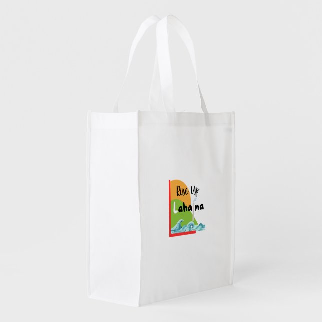 Rise Up Lahaina Sunrise Smokestack Ocean Waves Grocery Bag (Back Side)