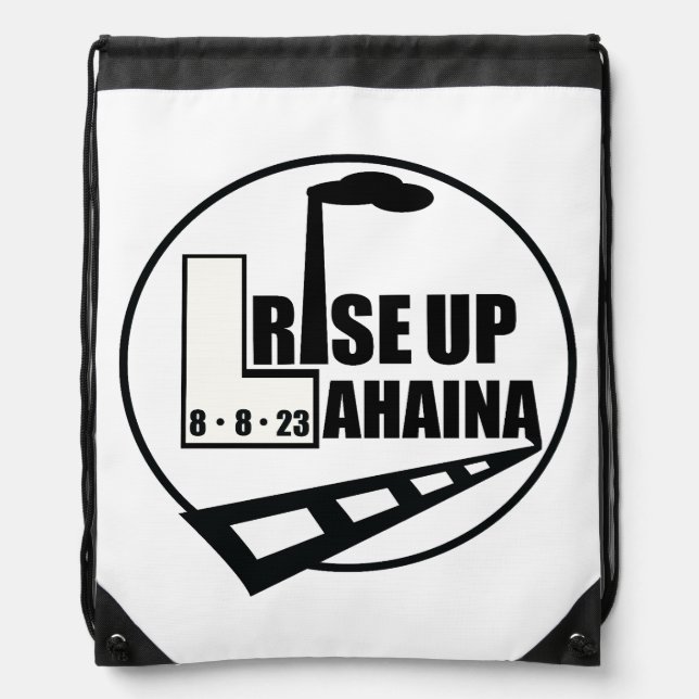Rise Up Lahaina With Iconic City Landmarks  Drawstring Bag (Front)