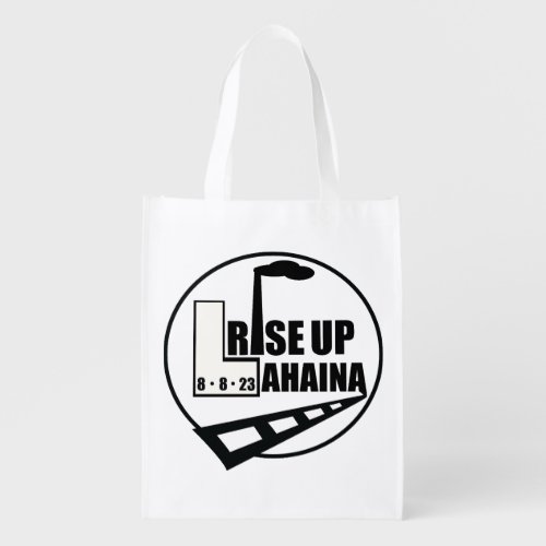 Rise Up Lahaina With Iconic City Landmarks Grocery Bag