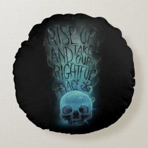 "Rise Up" Skull & Smoke Graphic Round Pillow