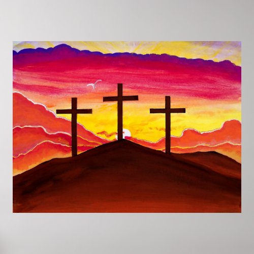 Risen As He Said Three Crosses Jesus Easter Poster