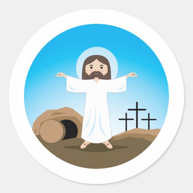 Risen Christ Classic Round Sticker (Front)