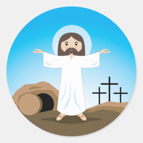 Risen Christ Classic Round Sticker