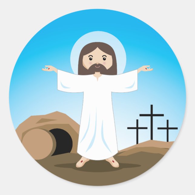 Risen Christ Classic Round Sticker (Front)