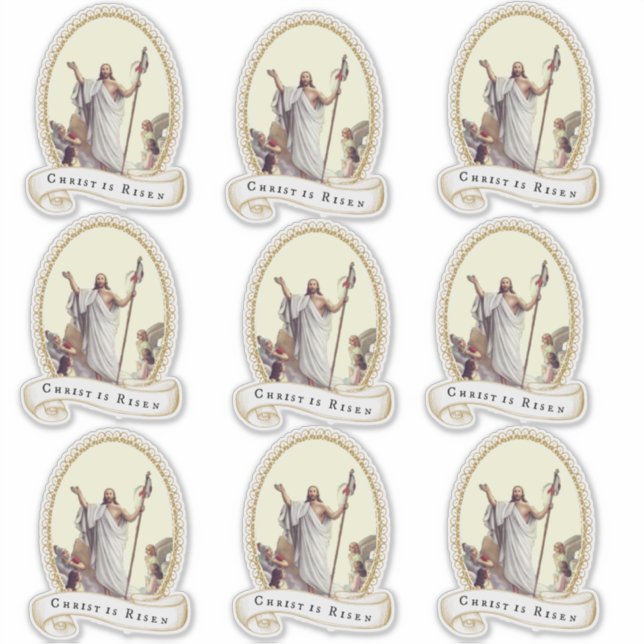Risen Christ Easter Resurrection Religious Jesus Sticker (Front)