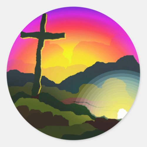 RISEN CLASSIC ROUND STICKER