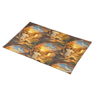 Risen Jesus Empty Tomb 3D Papercut Easter Placemat