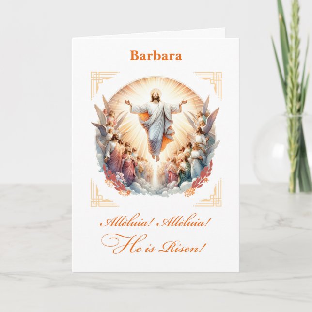 Risen Lord Radiant Resurrection Easter with Angels Card (Front)