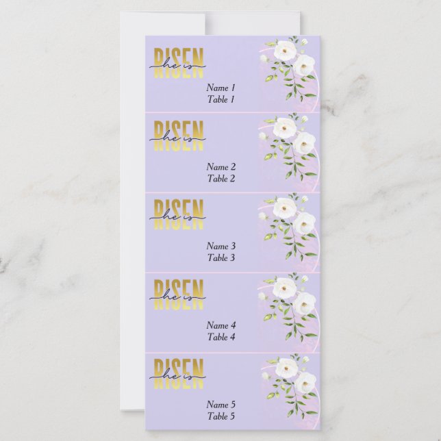 Risen Religious Christian Purple Easter Place Card (Front)