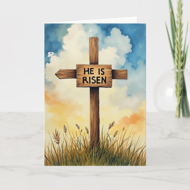 Risen Signpost Watercolor Card (Front)
