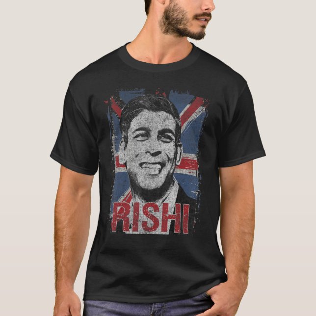 Rishi Sunak Indian British Prime Minister Stencil  T-Shirt (Front)