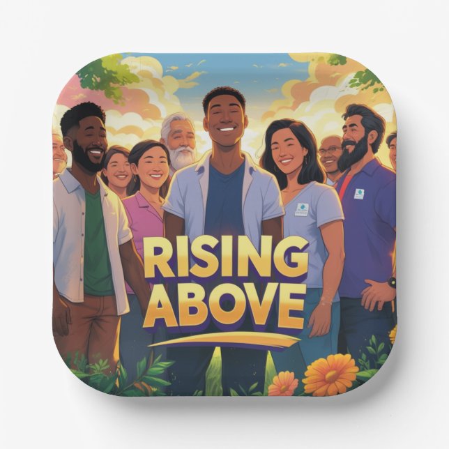 Rising Above (Square Plate) Paper Plates (Front)