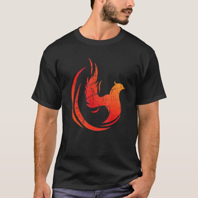 Rising Bird Phoenix Mythical Fantasy Firebird Fans T-Shirt (Front)