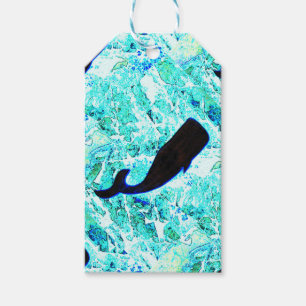 rising black whale gift tags