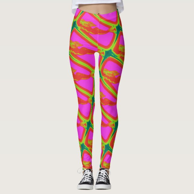 rising blonde mermaids pink leggings (Front)