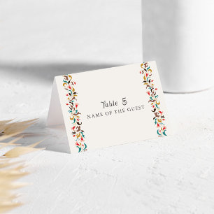 Rising Boho Indo Floral Mandala Wedding Place Card