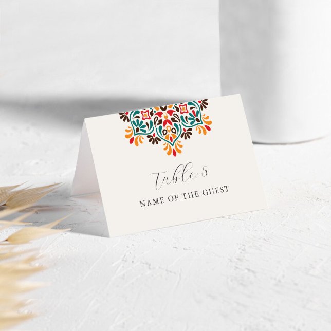 Rising Boho Indo Floral Mandala Wedding Place Card (Creator Uploaded)