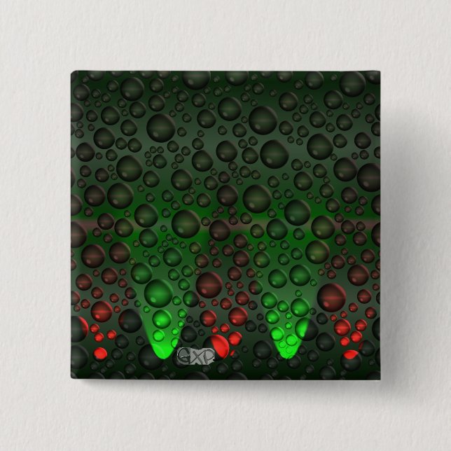 Rising Bubbles Green/Red Badge Button (Front)