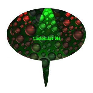 Rising Bubbles (Green&Red) Cake Topper