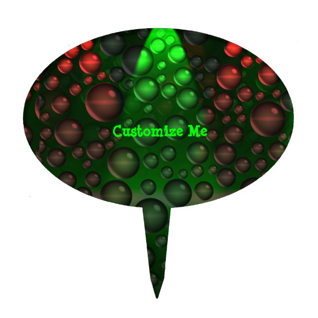 Rising Bubbles (Green&Red) Cake Topper (Front)