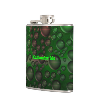 Rising Bubbles (Green&Red) Hip Flask