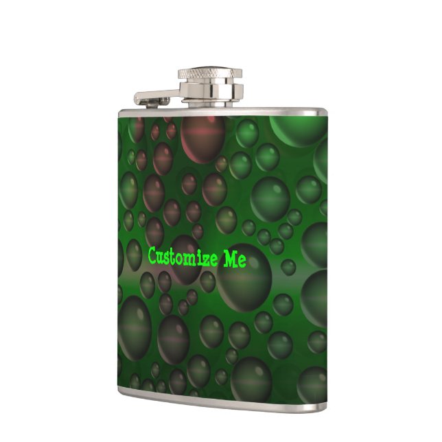 Rising Bubbles (Green&Red) Hip Flask (Left)