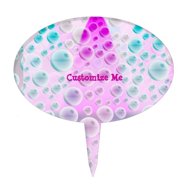 Rising Bubbles (Pink&Blue) Cake Topper (Front)