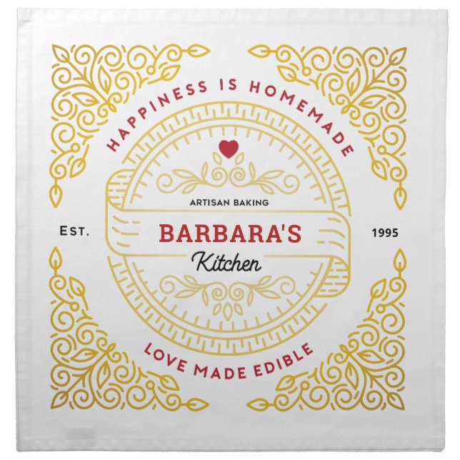 Rising Dough Cover Artisan Baking Gold Custom Cloth Napkin (Front)