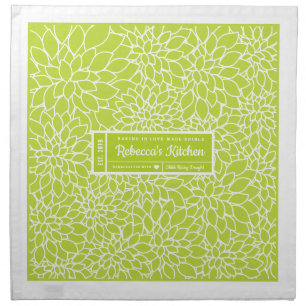 Rising Dough Cover Dahlia Floral Lime Green Cloth Napkin