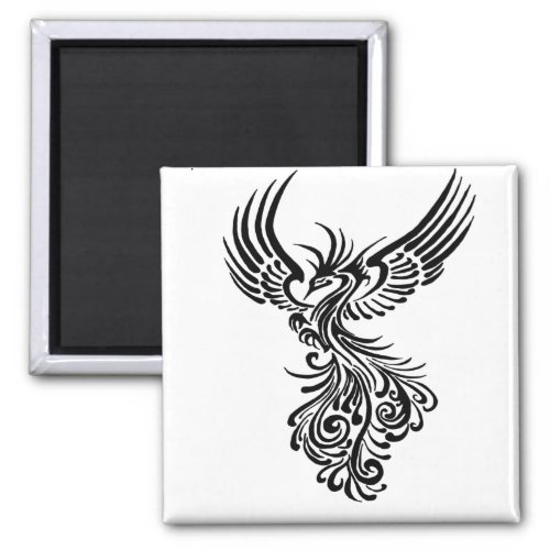 Rising From The Ashes Black Phoenix Tattoo Stencil Magnet